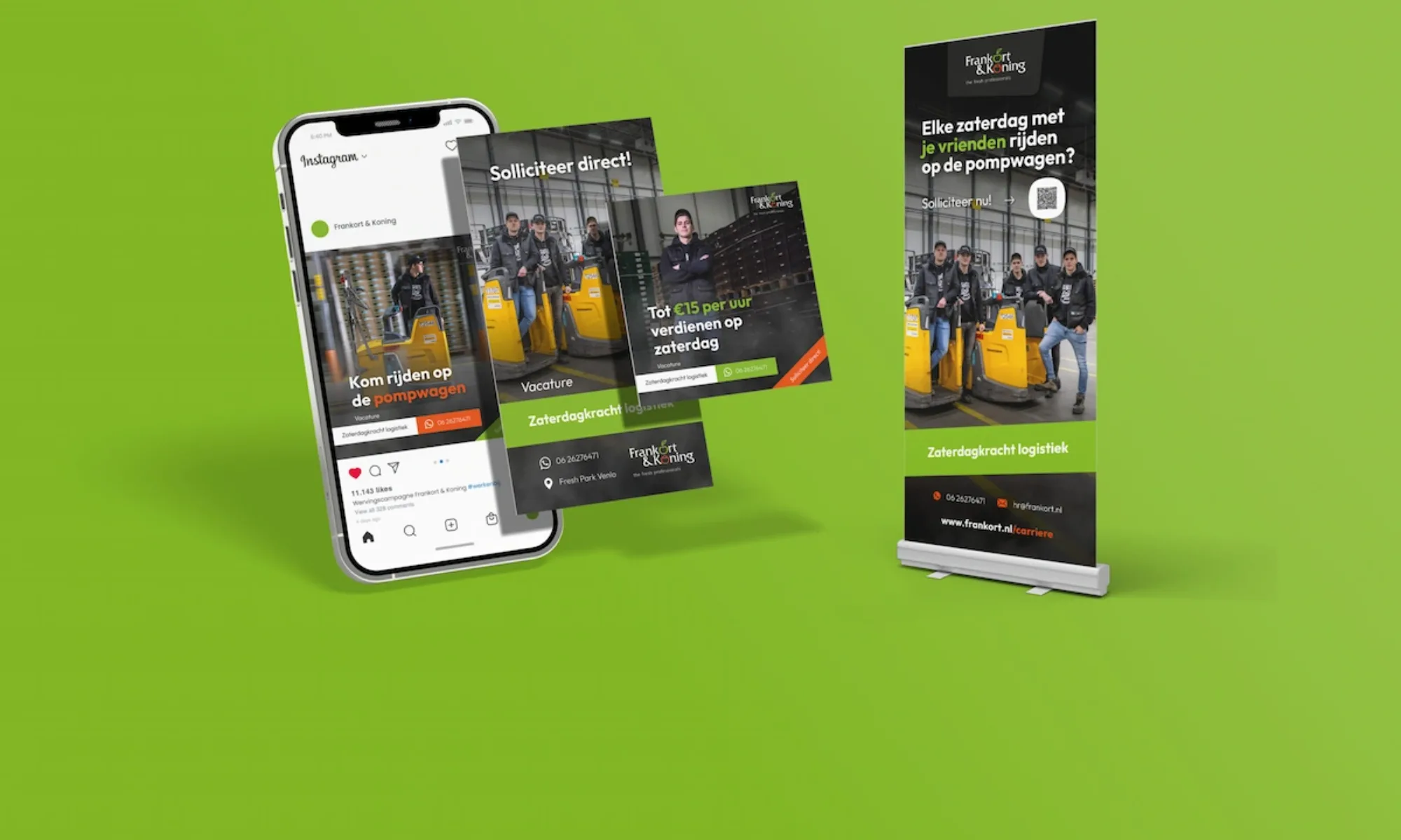 Campagnemiddelen van Frankort & Koning met social media en drukwerk