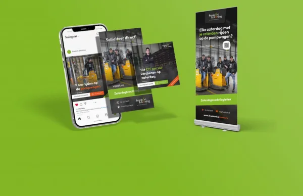 Campagnemiddelen van Frankort & Koning met social media en drukwerk