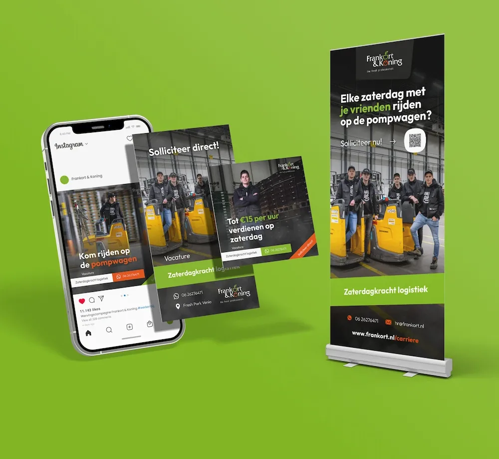 Campagnemiddelen van Frankort & Koning met social media en drukwerk