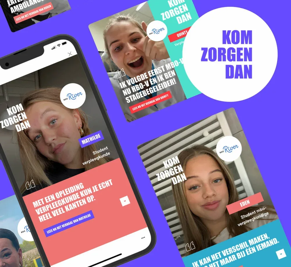 Social media campagne van Kom zorgen dan op smartphones