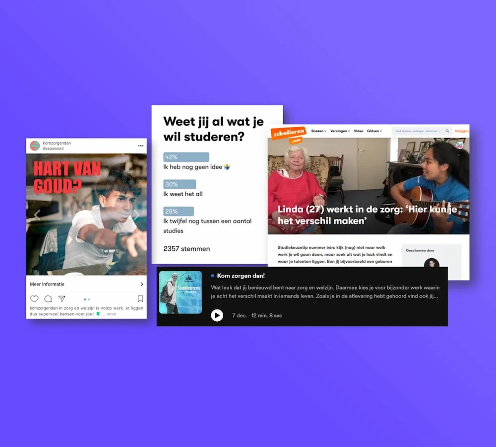 Website en videocontent van campagne Kom zorgen dan