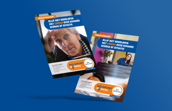 Campagneposters en flyer van Meldpunt Signaal publiekscampagne