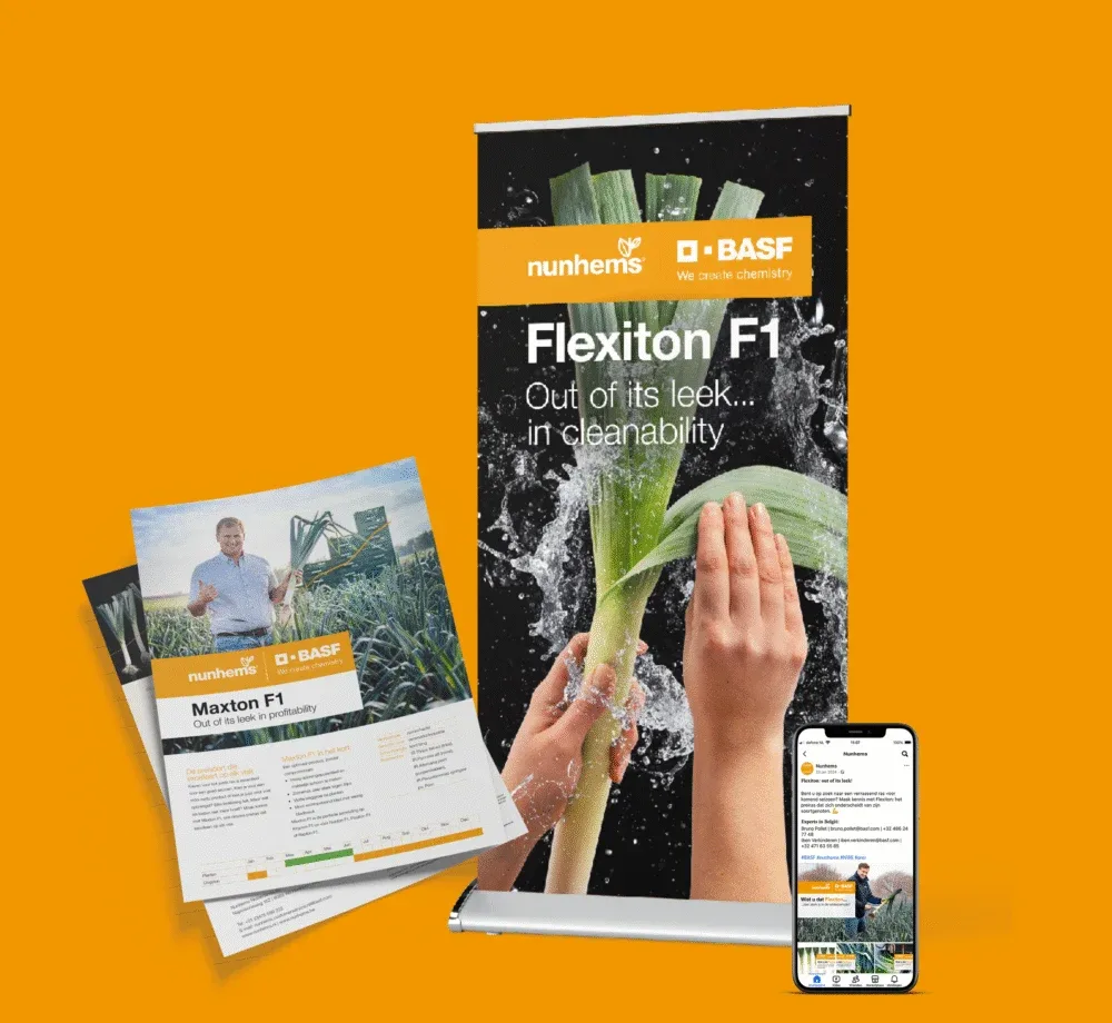 Combinatie van drukwerk en online campagne van BASF Nunhems met productpresentatie