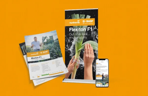 Combinatie van drukwerk en online campagne van BASF Nunhems met productpresentatie
