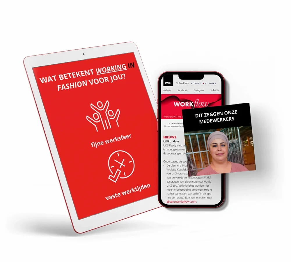 Interne communicatie van PVH op tablet en smartphone